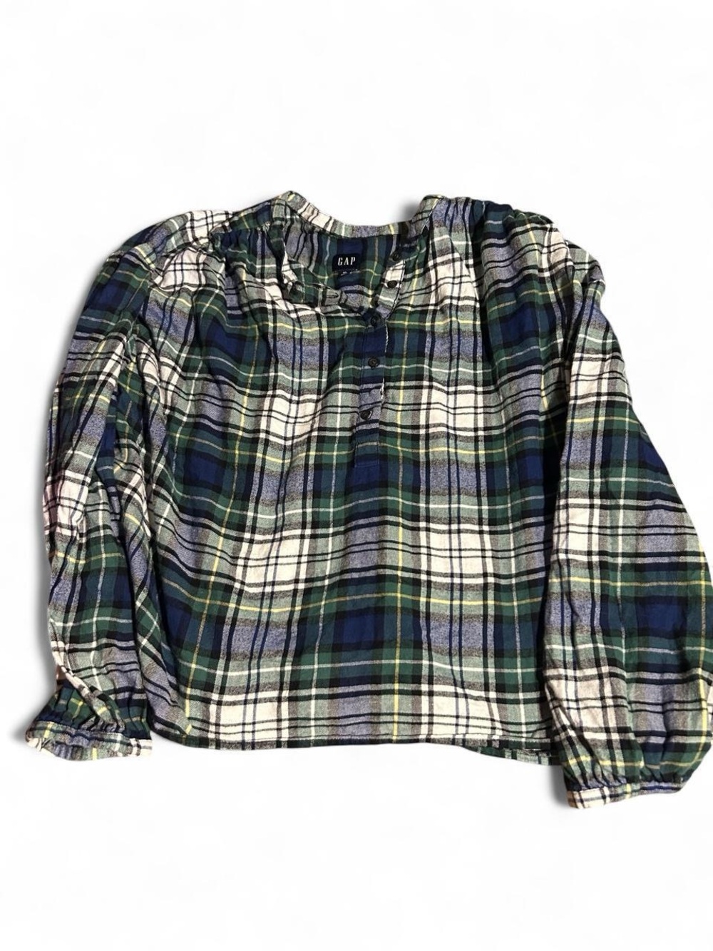 GAP ladies green Plaid Long-Sleeve Top